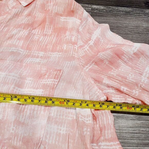 NEW Cloth & Stone Anthro Top S Pink White Lightweight Button-Front V-Neck Blouse - Picture 10 of 11
